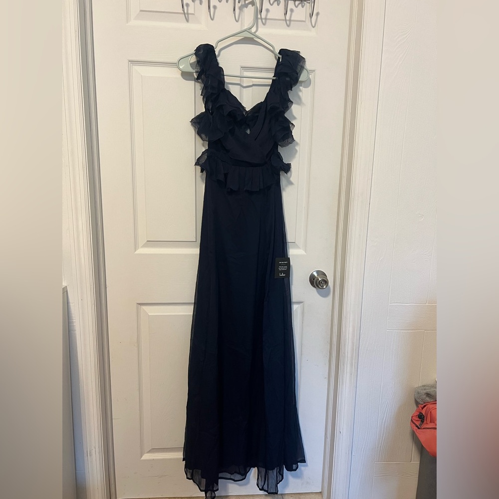Lulus Navy Ruffle Dress - Picture 2 of 5